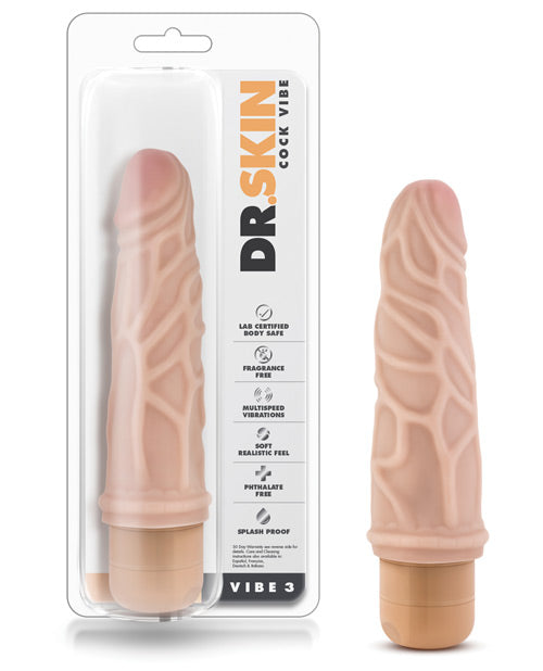 Dr. Skin Vibe 3 - Dildo vibrador de 7.25" - Beige