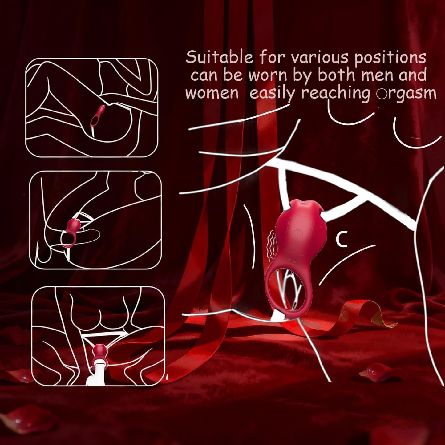 Anillo convertible CrimsonSwitch para pene y estimulador de clítoris con control por aplicación