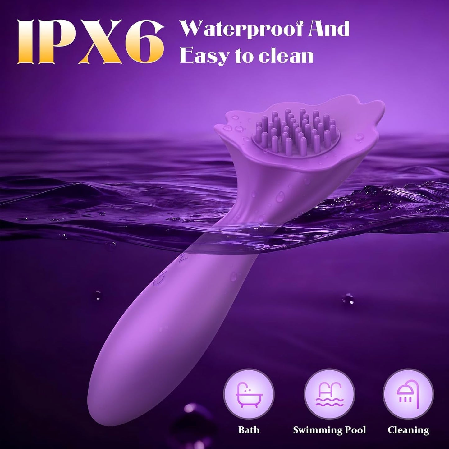 BrushPulse Vibrador de doble punta con cepillo y 10 modos de golpeteo