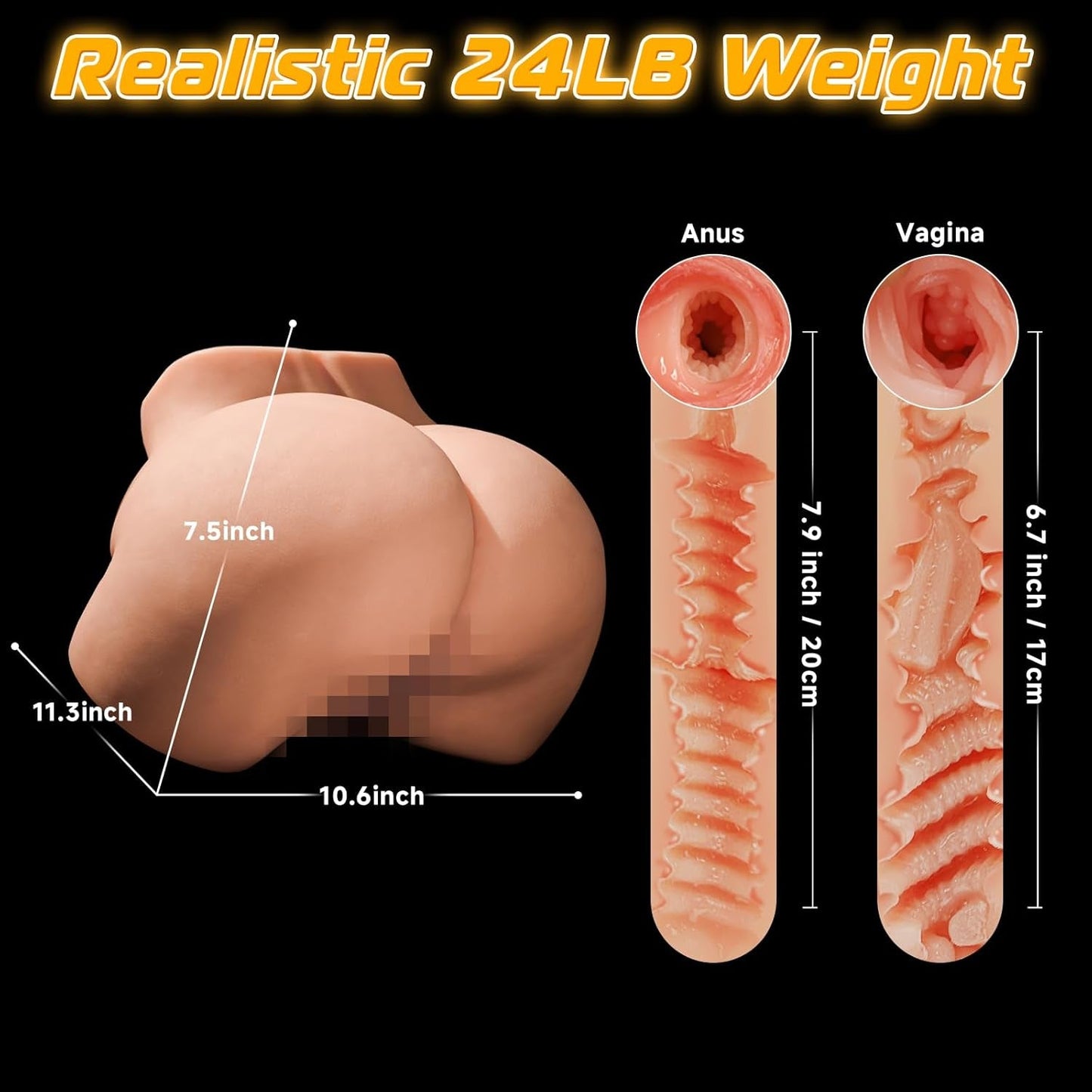 VantaPulseX 25LB Torso de Muñeca Sexual Vibratoria | Canales Dobles Profundos