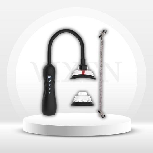 BlissPump Electric Pussy Pump with BDSM Nipple Clamps