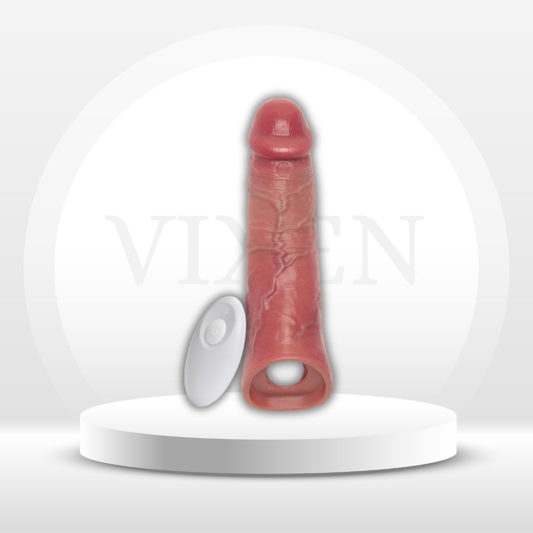 MaxGlide Extensor de pene vibrador y funda para el pene