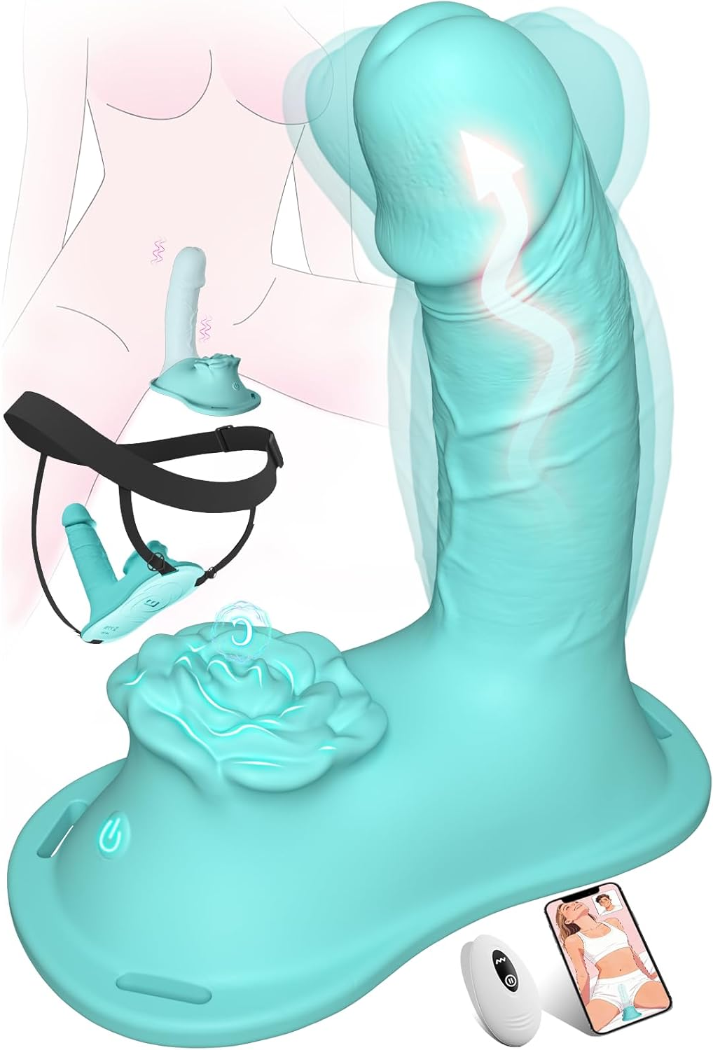 BloomSaddle Dildo con Vibración y Estimulador Clitorial para Montar