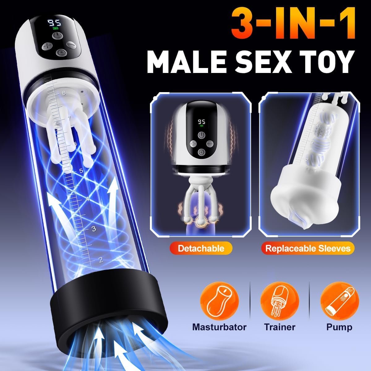 Bomba para el pene TriFlux 5 de succión 9 de vibración