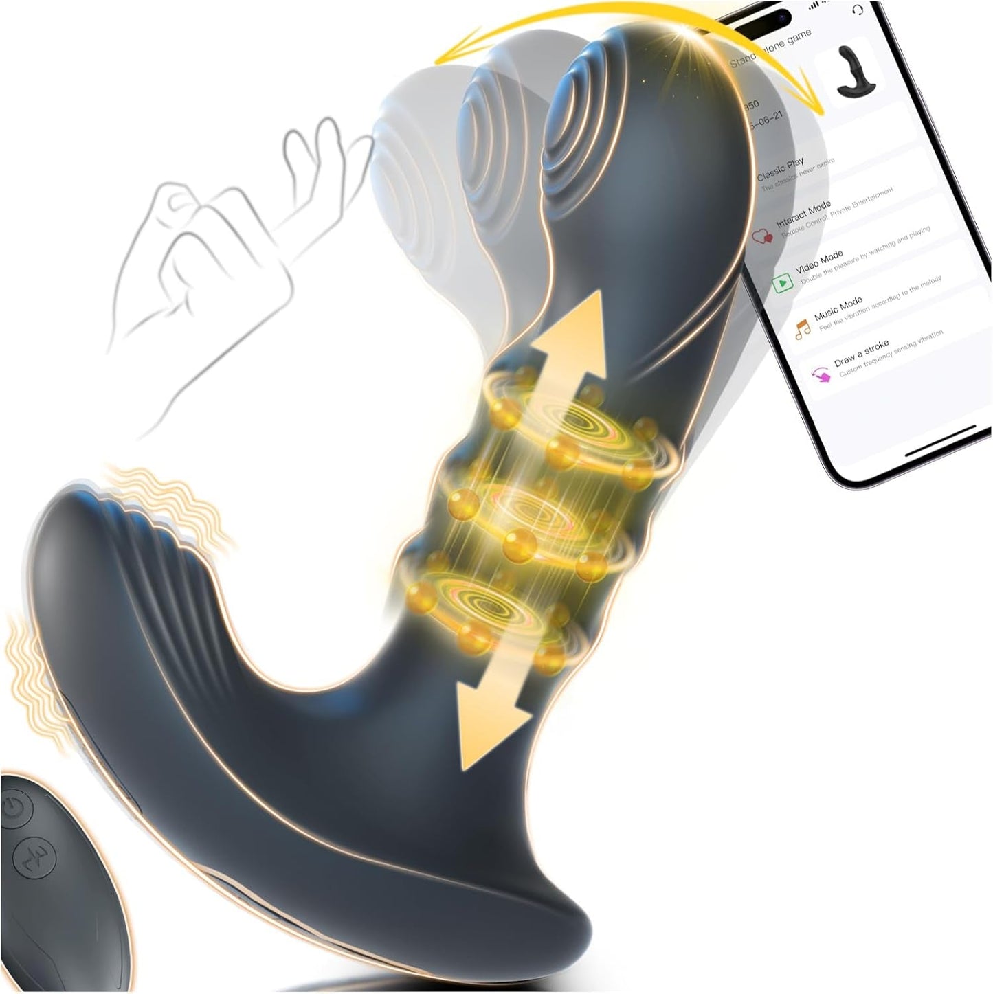 NantaWiggle Masajeador de próstata vibratorio controlado por aplicación