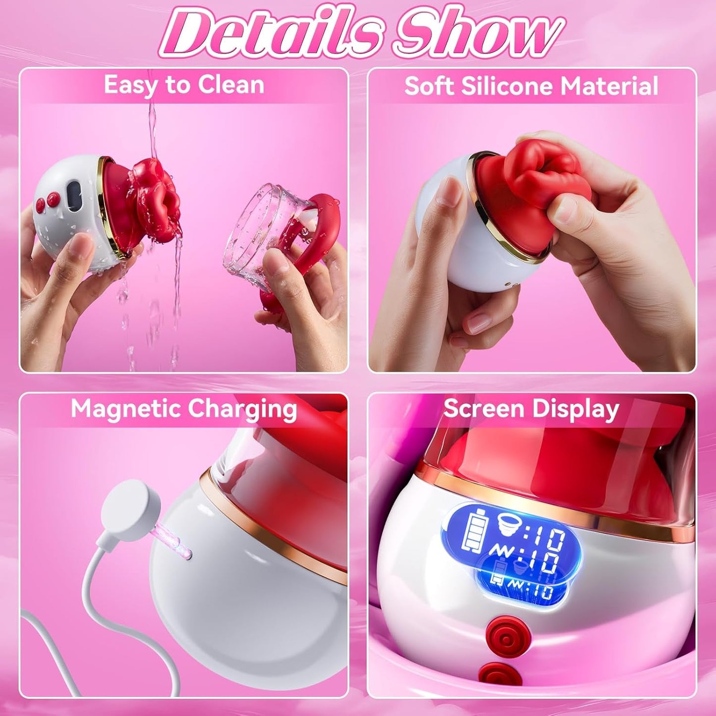 VirexaLux 5-in-1 Clit Sucker Mouth Vibrator LCD 10 Modes App Heated