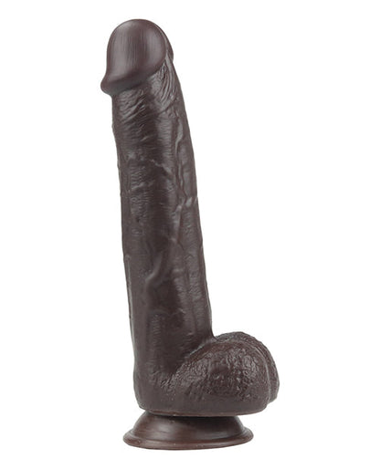 Get Lucky 9" Real Skin Dildo - Dark Brown