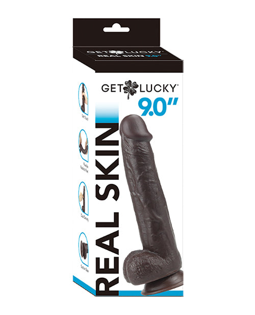 Dildo « Get Lucky » 9 pouces en silicone réaliste – Marron foncé