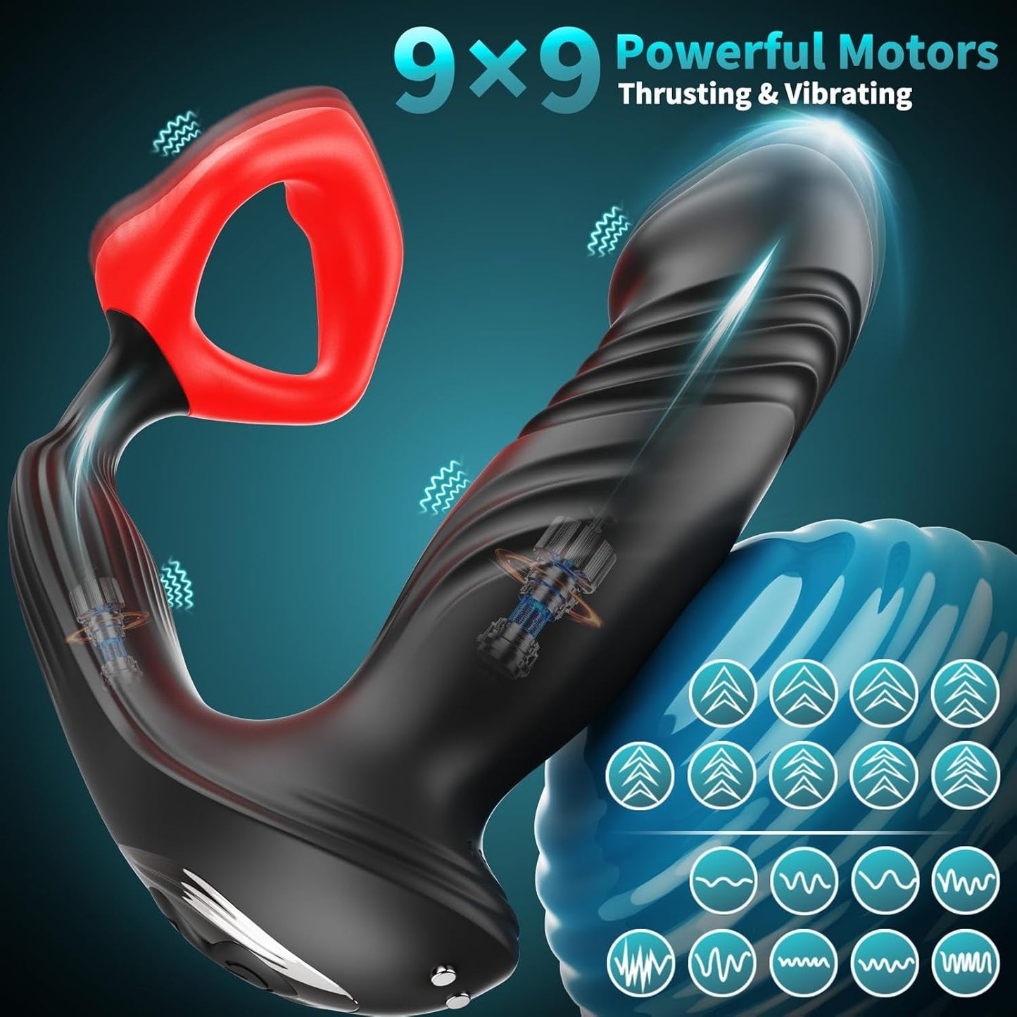 Anillo vibrador prostático DualThrust con 9+9 modos