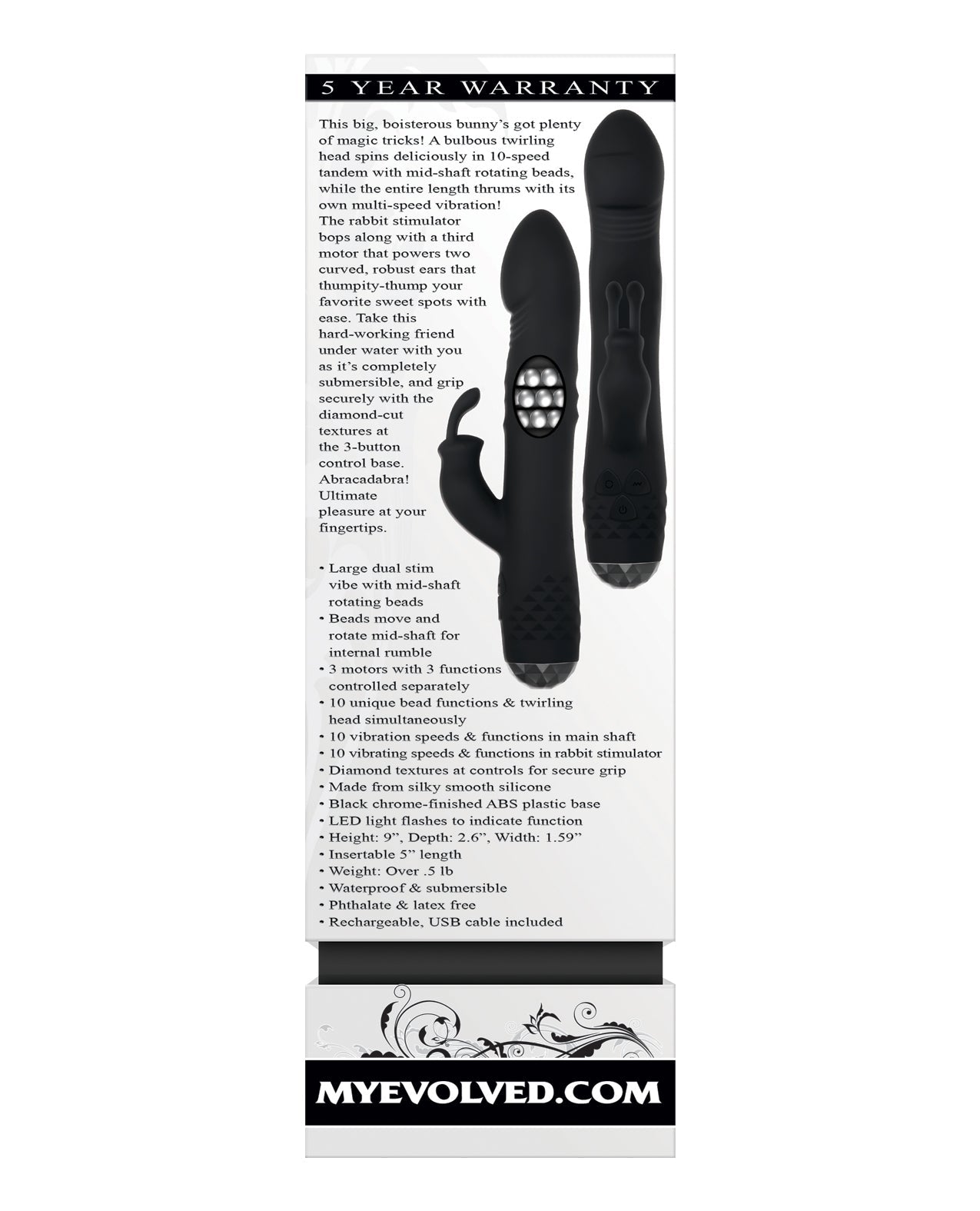 Conejo Bodacious Giratorio - Negro