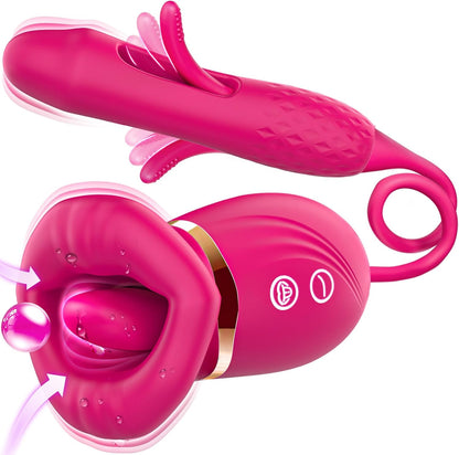 KissWave Rose Vibrador de Lengua con Succión y Aleteo 10 Modos