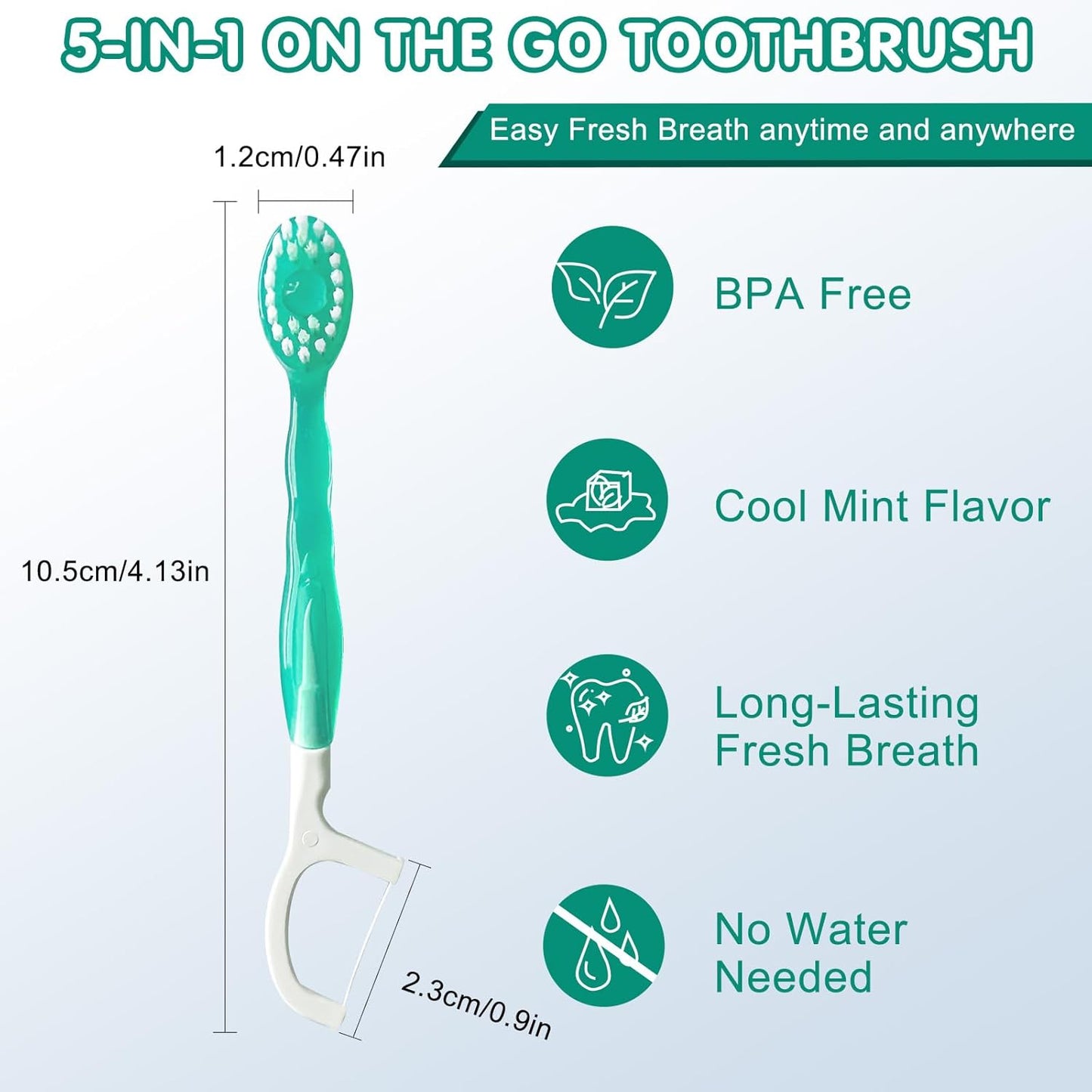 Cepillo de Dientes de Viaje Desechable 5 en 1 Morning After con Pasta Dental, Hilo Dental y Limpiador Lingual