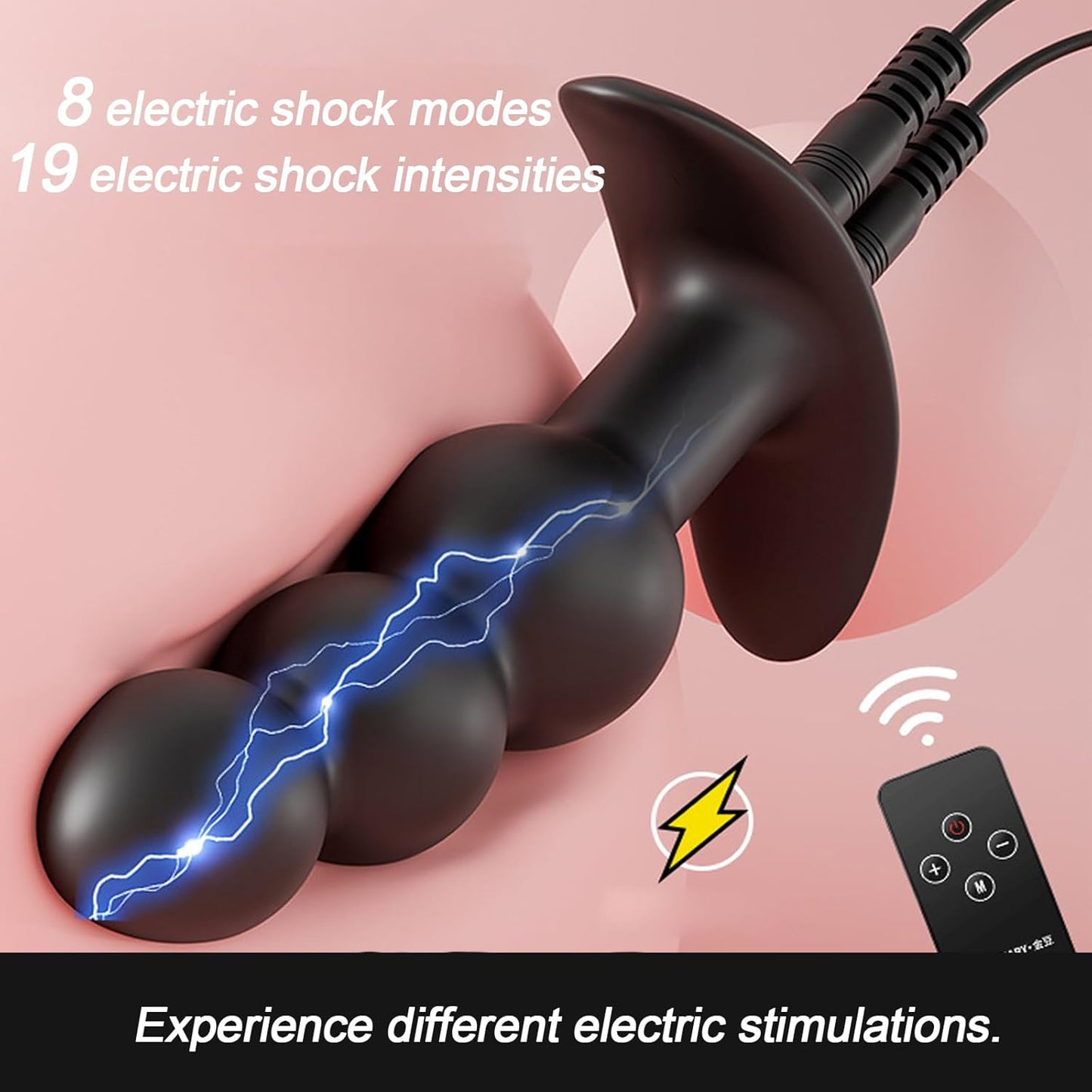 SereneGlow Perlas anales de silicona con descarga eléctrica