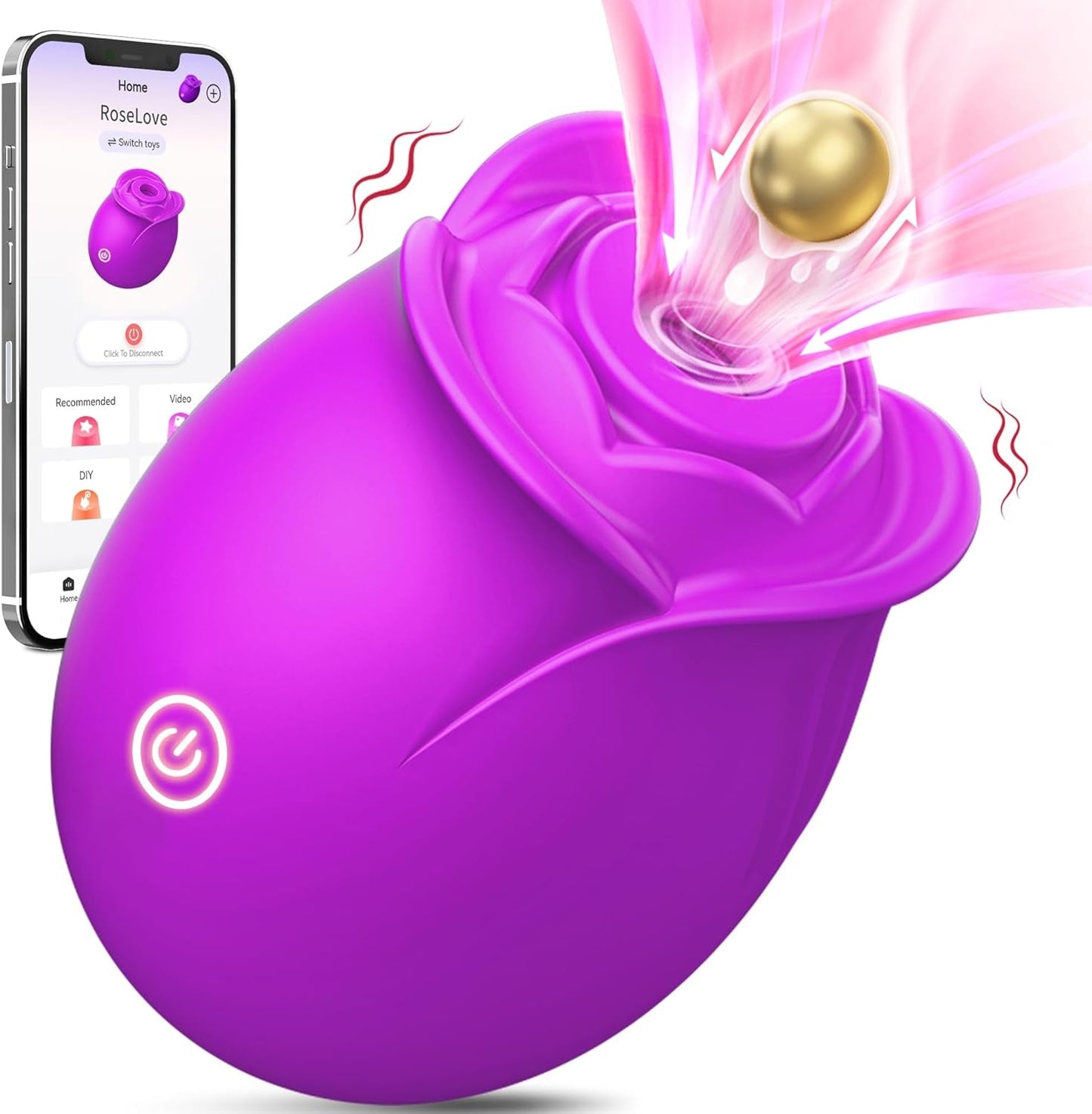 VeltrixaX Succionador de Clítoris Rose con Control por App, 9 Modos, Sumergible