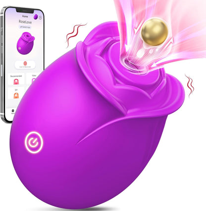 VeltrixaX Succionador de Clítoris Rose con Control por App, 9 Modos, Sumergible