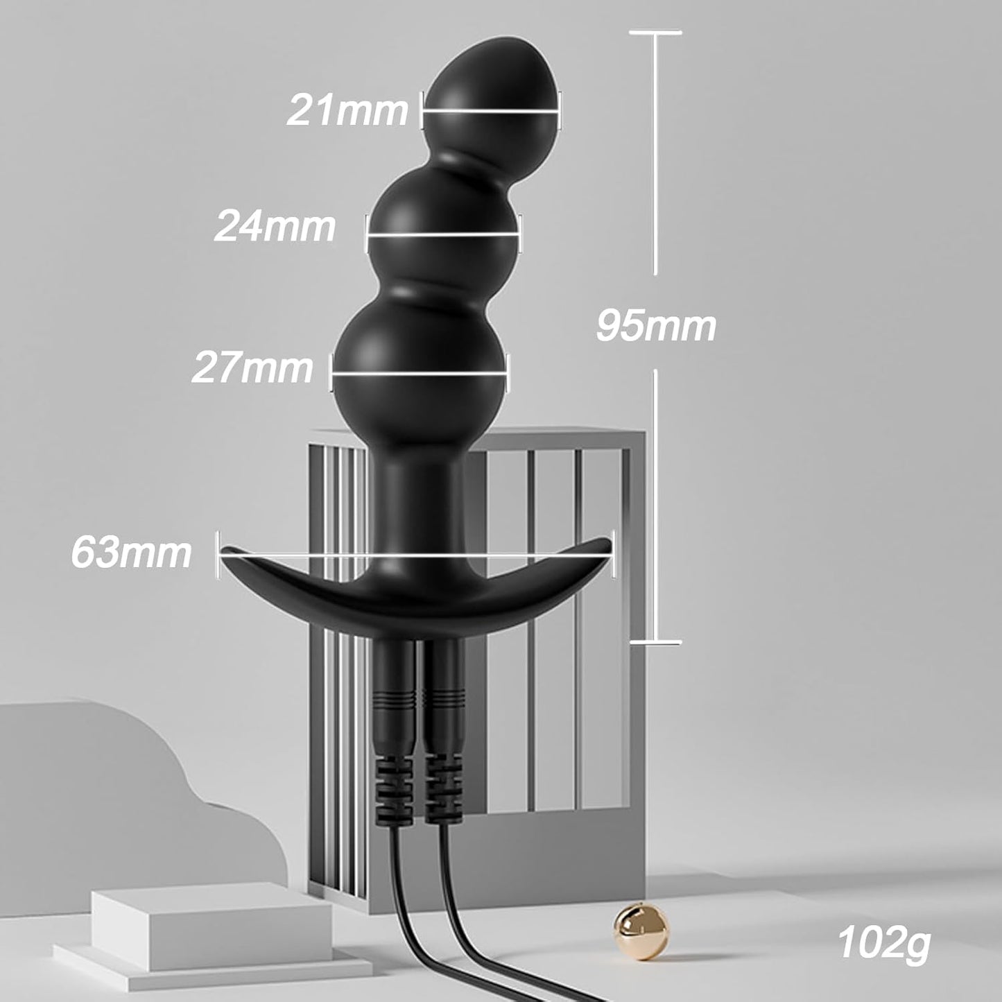 SereneGlow Perlas anales de silicona con descarga eléctrica