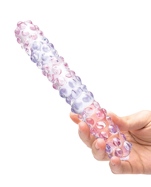 Dildo de cristal rugoso Glas 9" de rosa púrpura