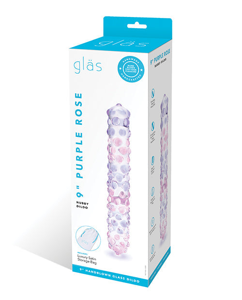 Dildo de cristal rugoso Glas 9" de rosa púrpura