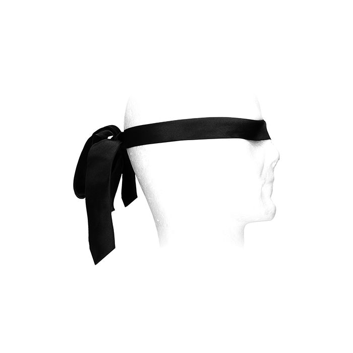 Corbata de satén en blanco y negro para bondage - Negro