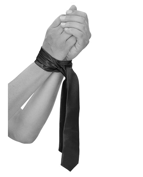 Corbata de satén en blanco y negro para bondage - Negro