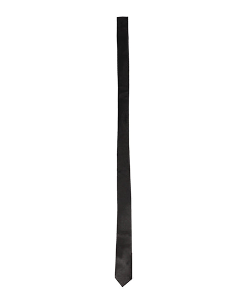 Corbata de satén en blanco y negro para bondage - Negro