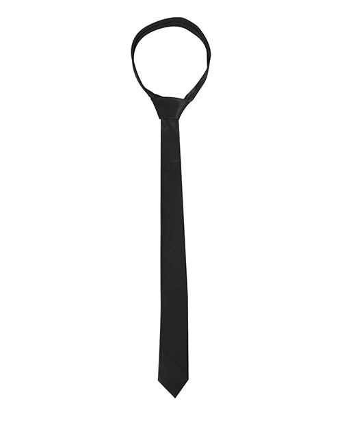 Corbata de satén en blanco y negro para bondage - Negro