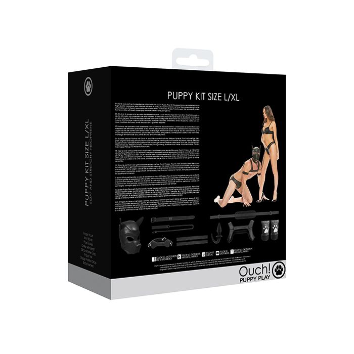Shots Ouch Puppy Play Complete Kit - L/XL Black