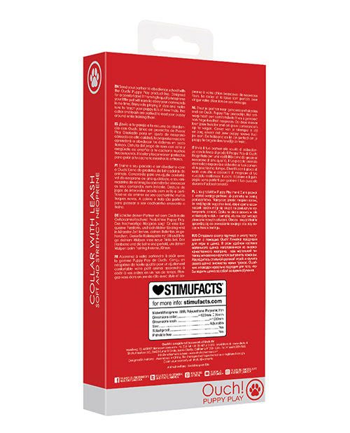 Shots Ouch Puppy Play Puppy Collar & Leash - Red