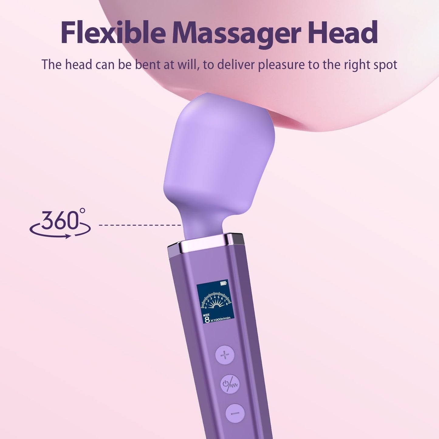 AuraStrike Wand Vibrator Waterproof 8 Modes Rechargeable