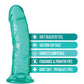 B Yours Plus Dildo Roar N Ride de 20 cm - Azul verdoso