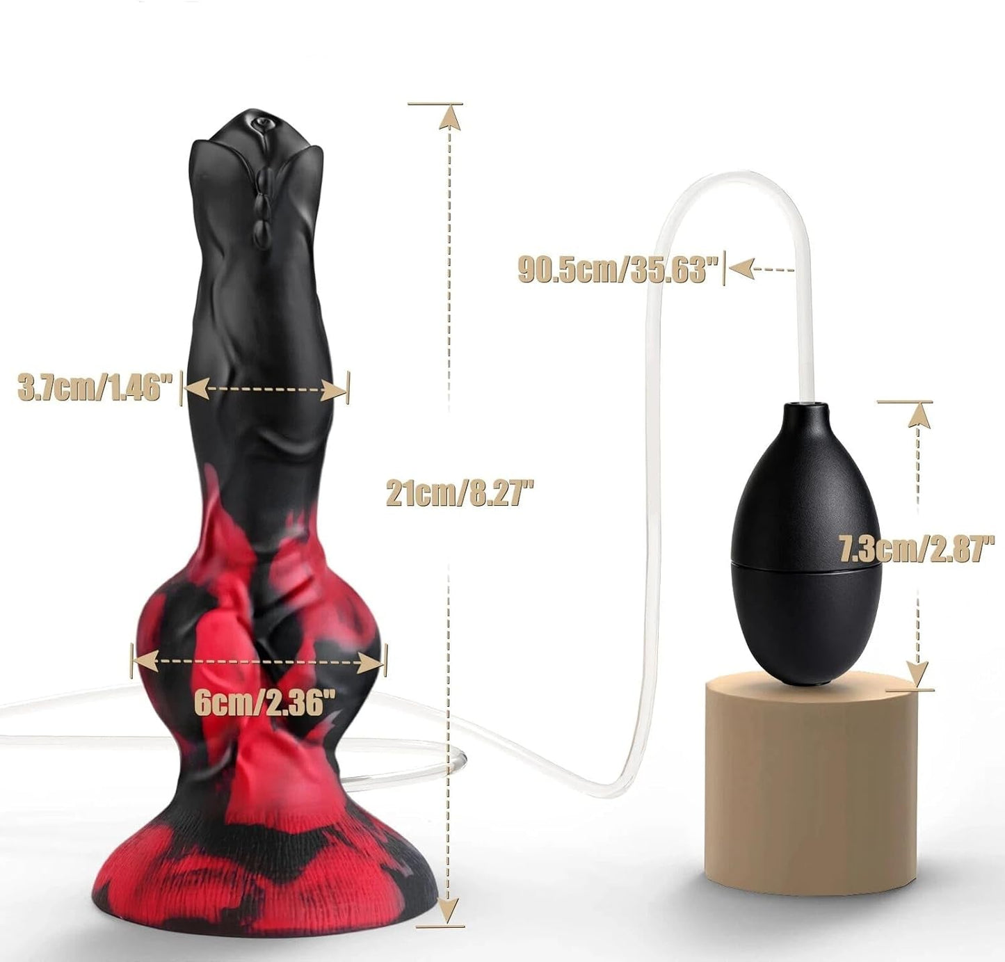 ColorKnot Dildo de silicona de 8.3 pulgadas con chorro, 2 nudos y ventosa