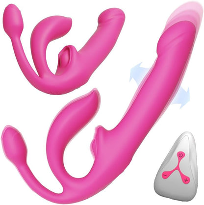 Vibrador de arnés sin tirantes de triple cabezal QuadSync