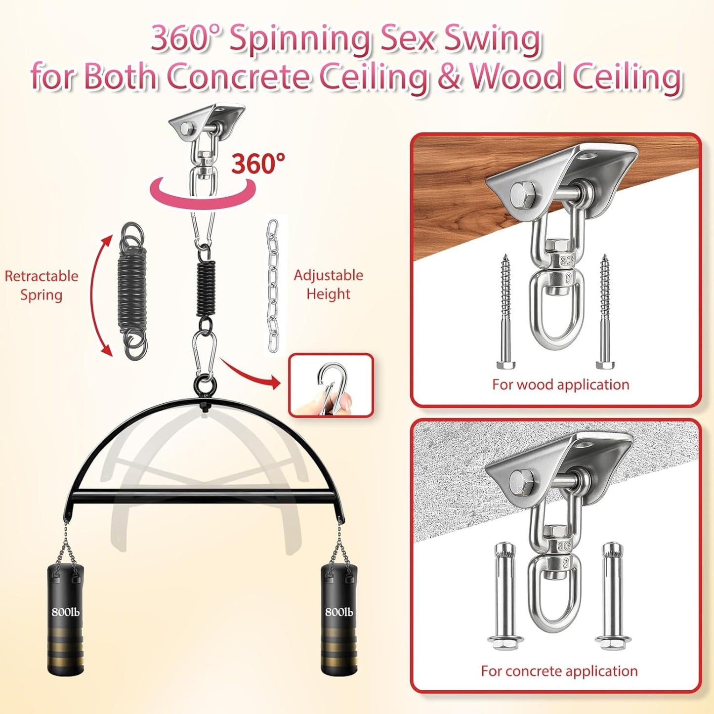 Balançoire sexuelle AeroRotate 2-en-1 360° 360 kg