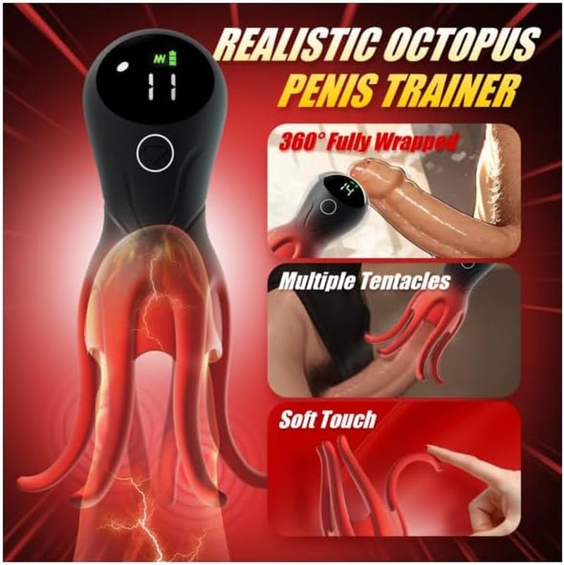 LumiTentacle Vibrador de entrenamiento masculino LED con 12 modos de tentáculo