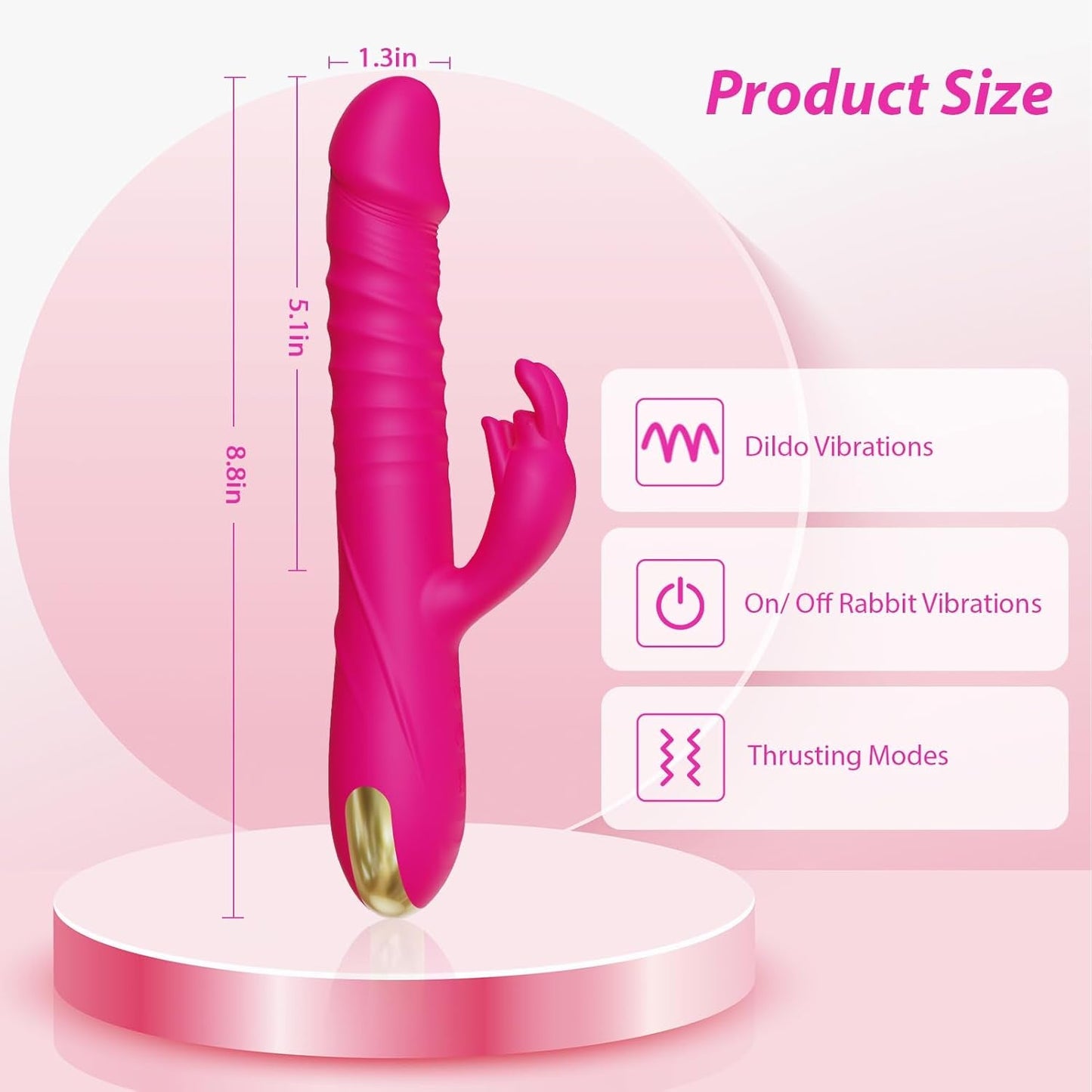 CoreThrust Vibrador Conejo Empuje 3 Empujes 10 Modos Silicona