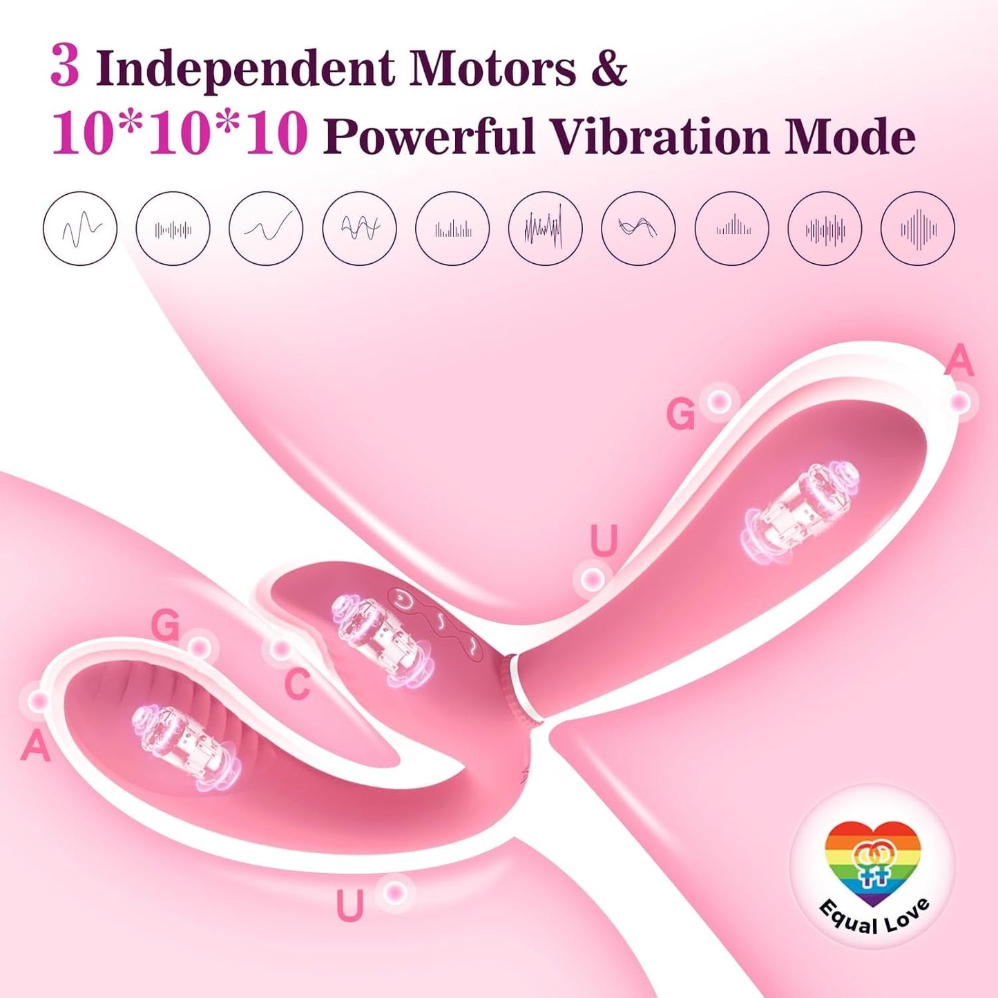 TriSync Vibrador Strap-On sin Tirantes a Distancia de 3 Motores