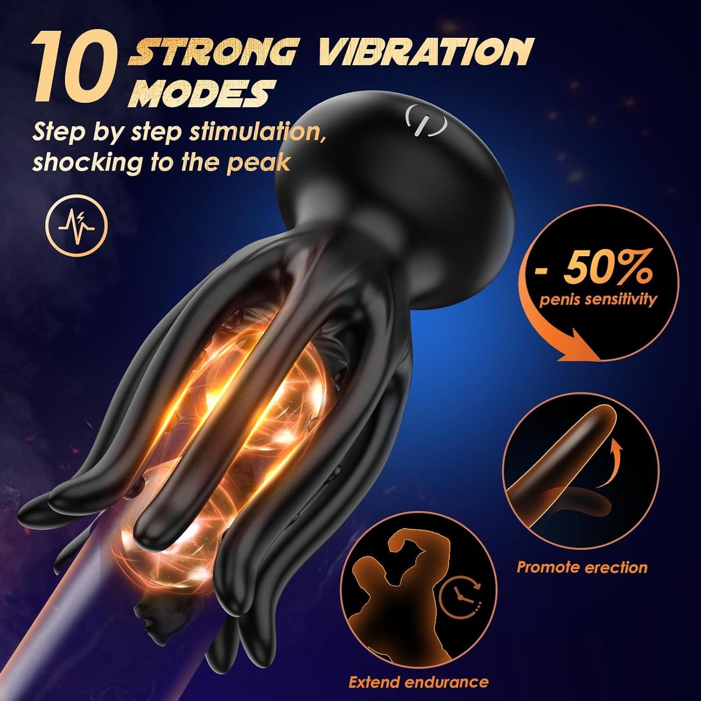 Vibrador de entrenamiento de pene OctoGripX con tentáculos, 10 modos, envoltura 360