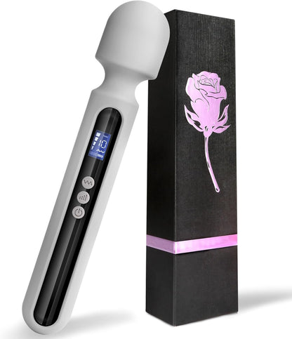 SteelAura Vibrador de Varita de 12" con Pantalla LCD, 10 Modos, Resistente al Agua