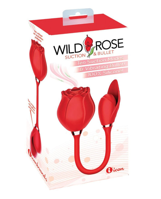 Vibromasseur Roses Sauvages à succion et stimulation - Rouge