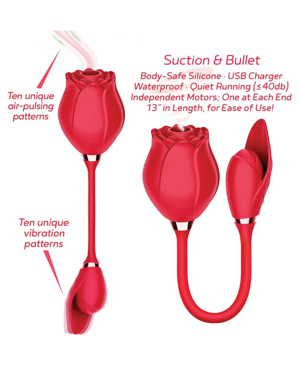 Vibrador de succión y bala Wild Rose - Rojo