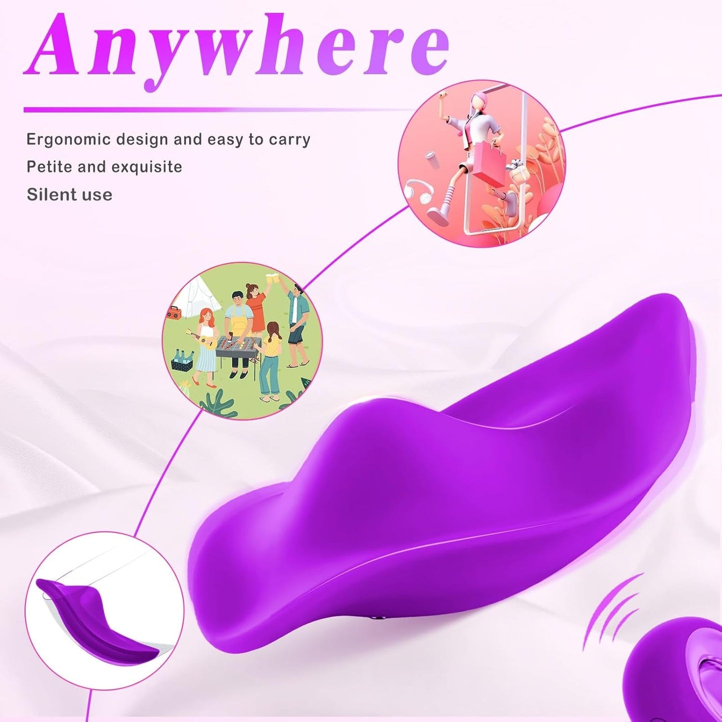 Vibrador de bragas WhisperRose portátil a distancia 12 modos