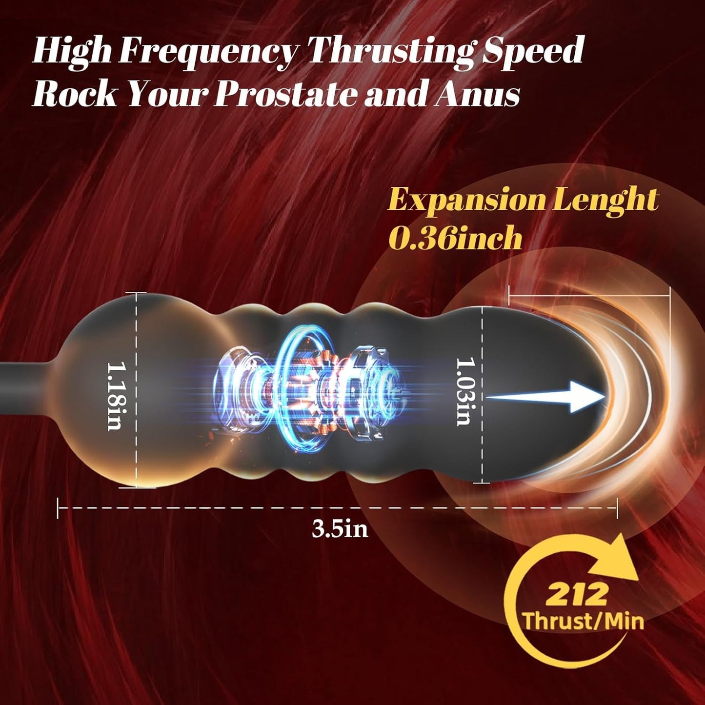 ThrustPulse Masajeador de Próstata Penetrante Anillo para el Pene Control Remoto 9 Modos