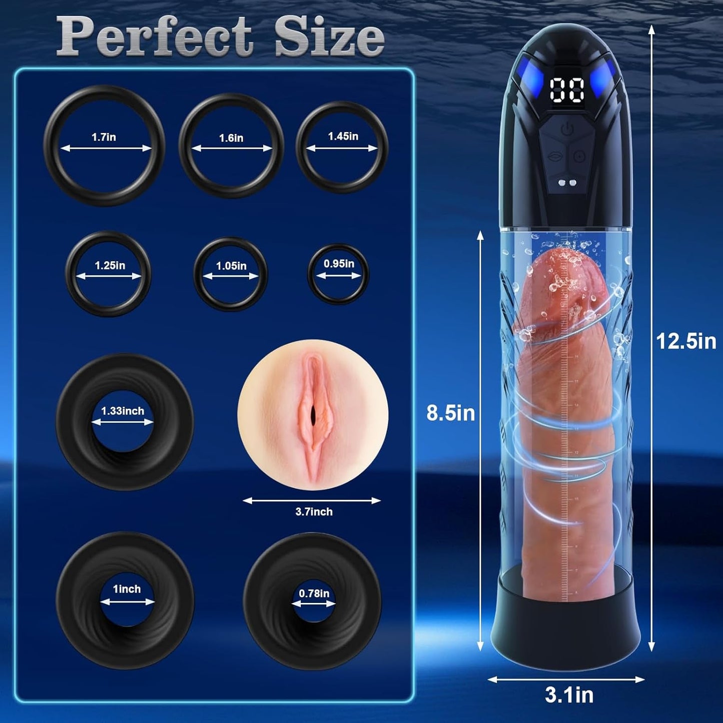 Bomba de pene eléctrica HyperFlux 10 modos doble función
