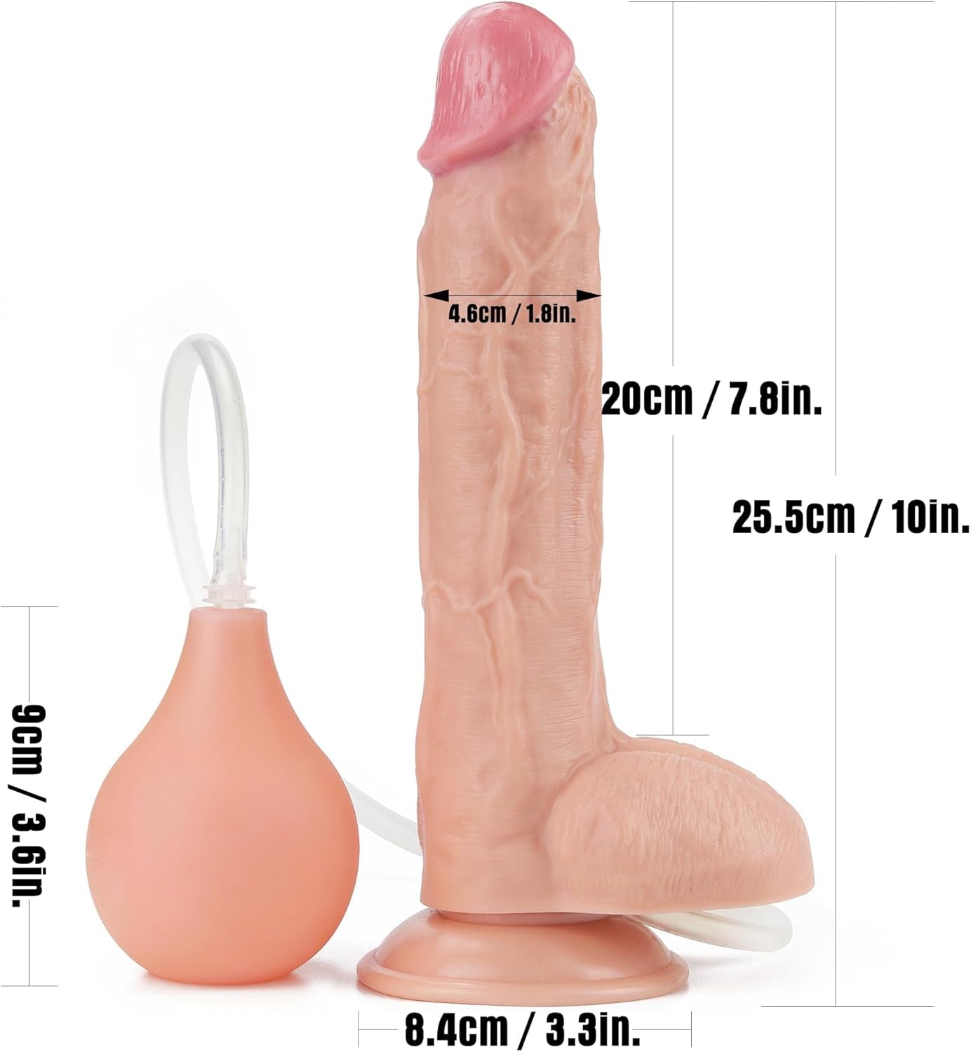 PowerJet 10" Dildo Eyector Bombilla de Enema Ventosa