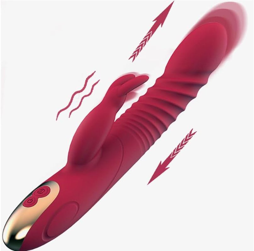 Vibrador de conejo TitanWave de 9" con 15 modos, con empuje y sumergible