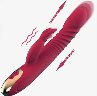 Vibrador de conejo TitanWave de 9" con 15 modos, con empuje y sumergible