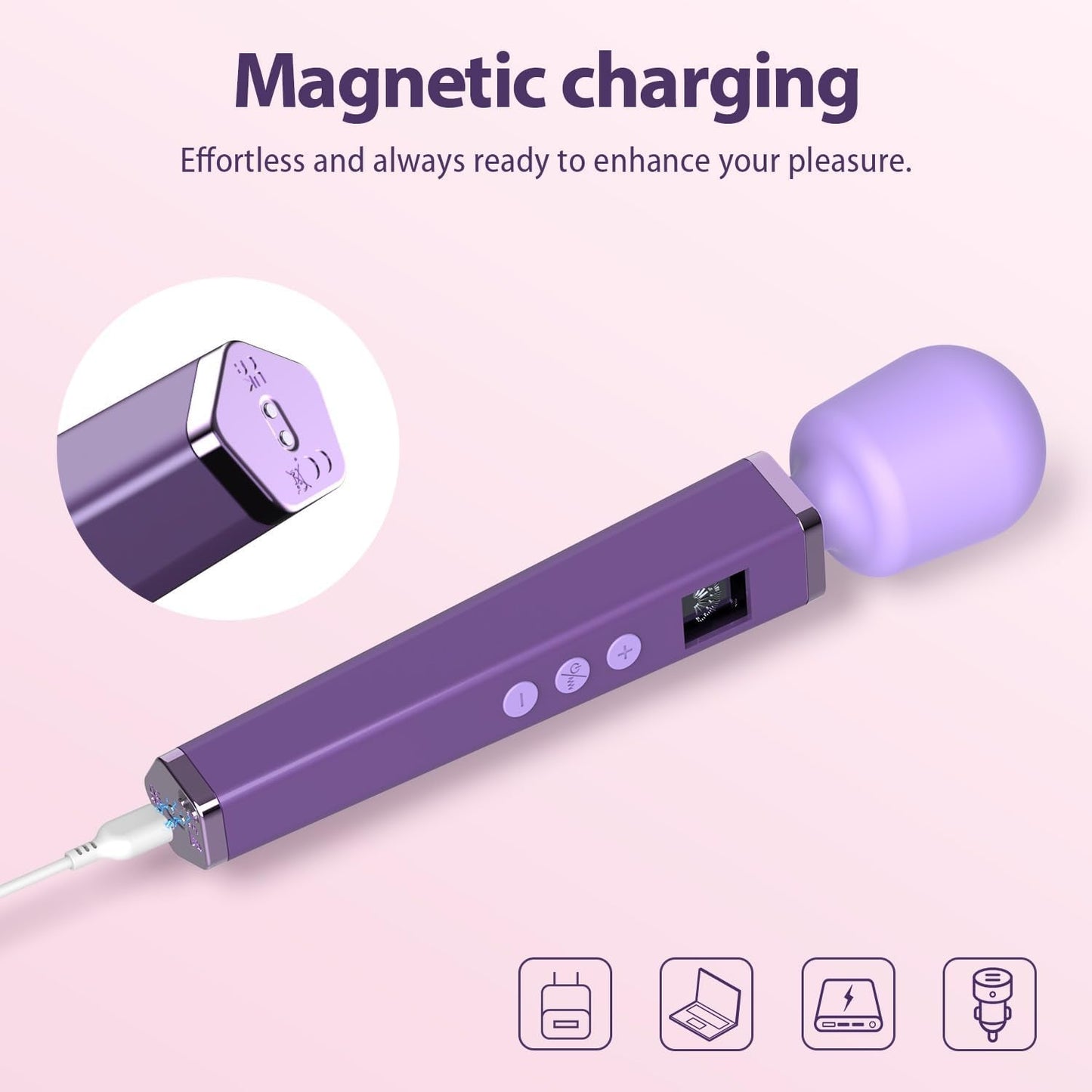AuraStrike Wand Vibrator Waterproof 8 Modes Rechargeable
