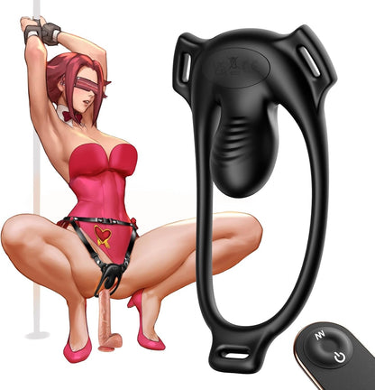 NoirControl Anillo para Pene Vibrador de Clítoris Arnés Remoto 9 Modos