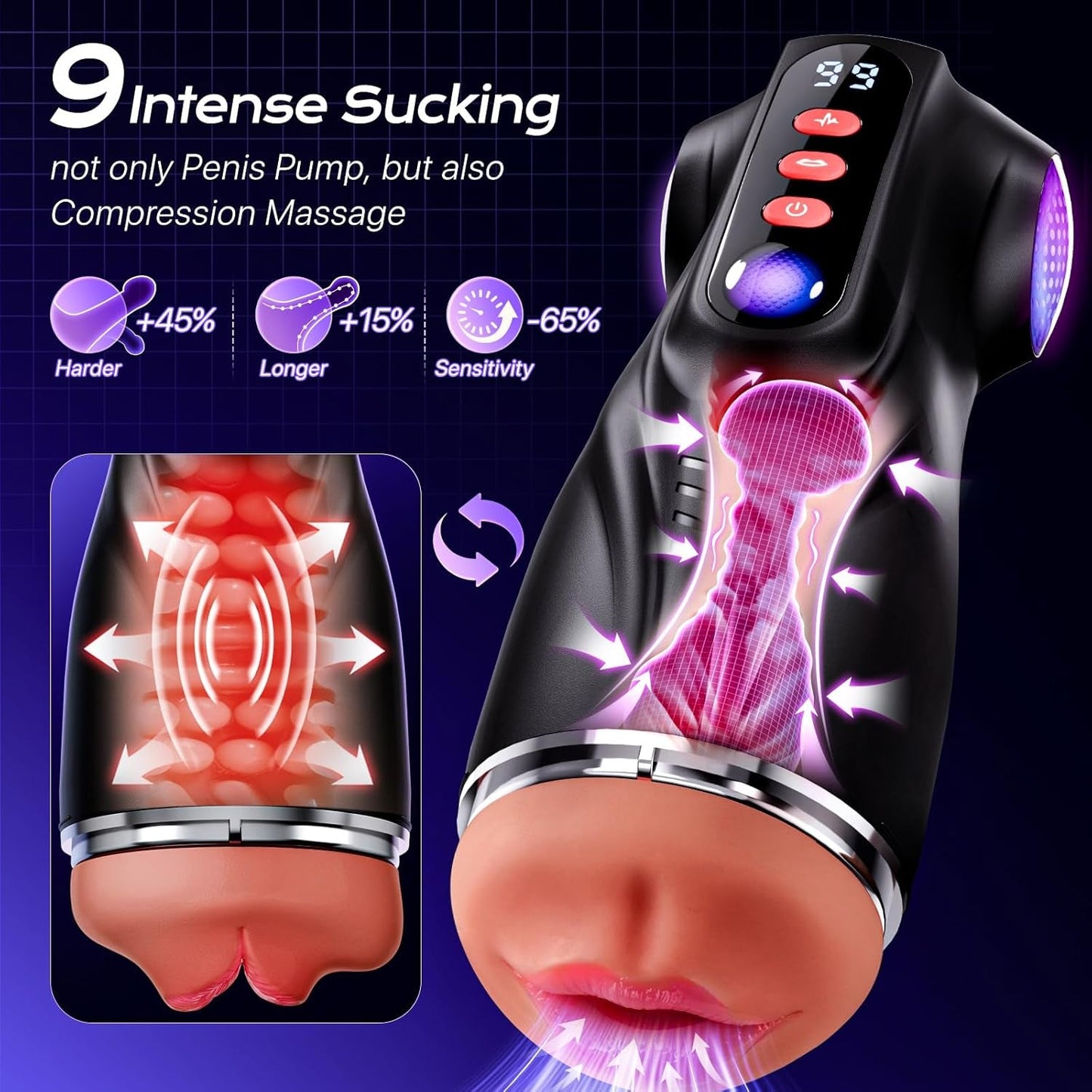 Vibrador Stroker de 3 Fundas SynapseX AI Pocket Pussy