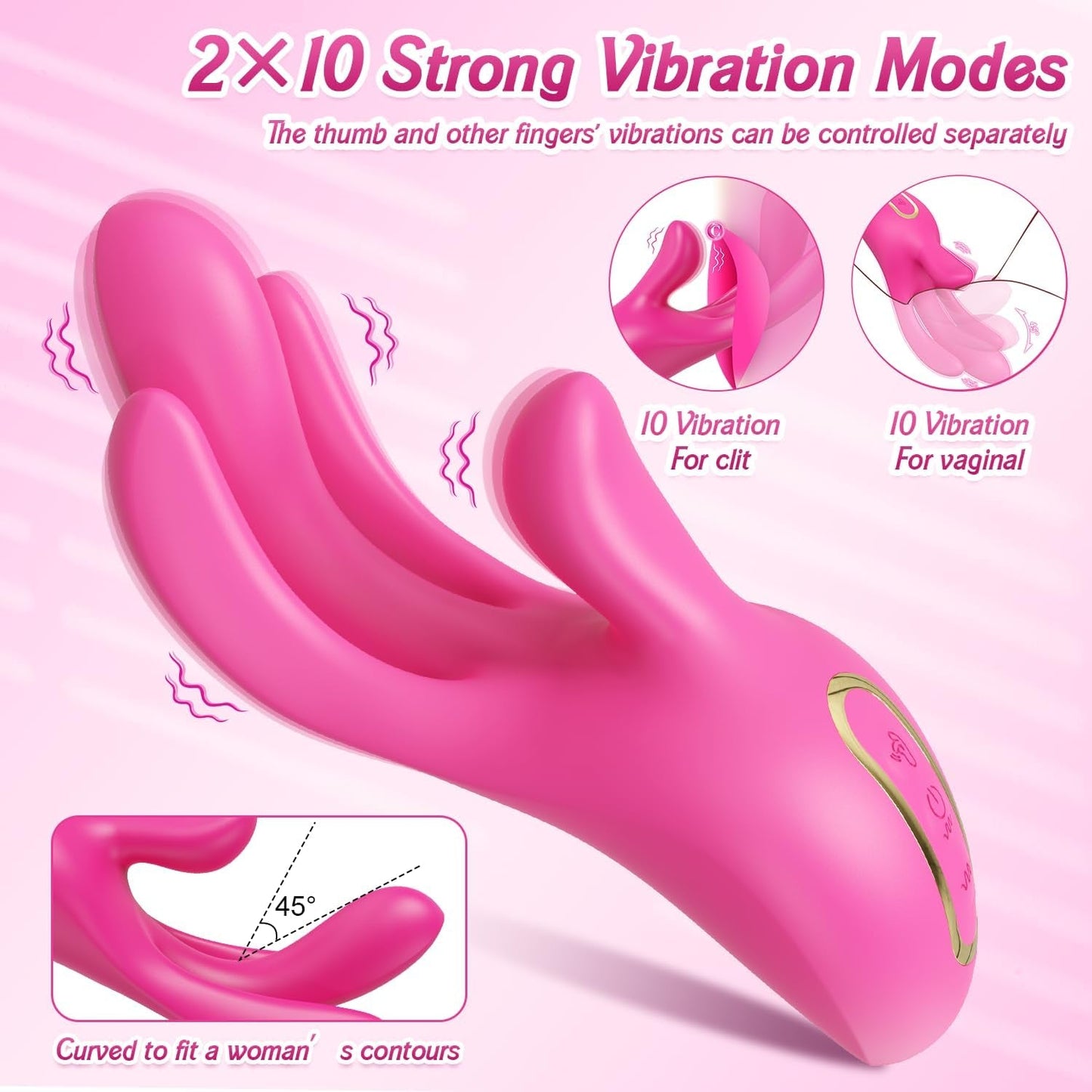 Vibrador de dedo 3 en 1 TriFlex con 10 modos y estimulador de punto G aleteador